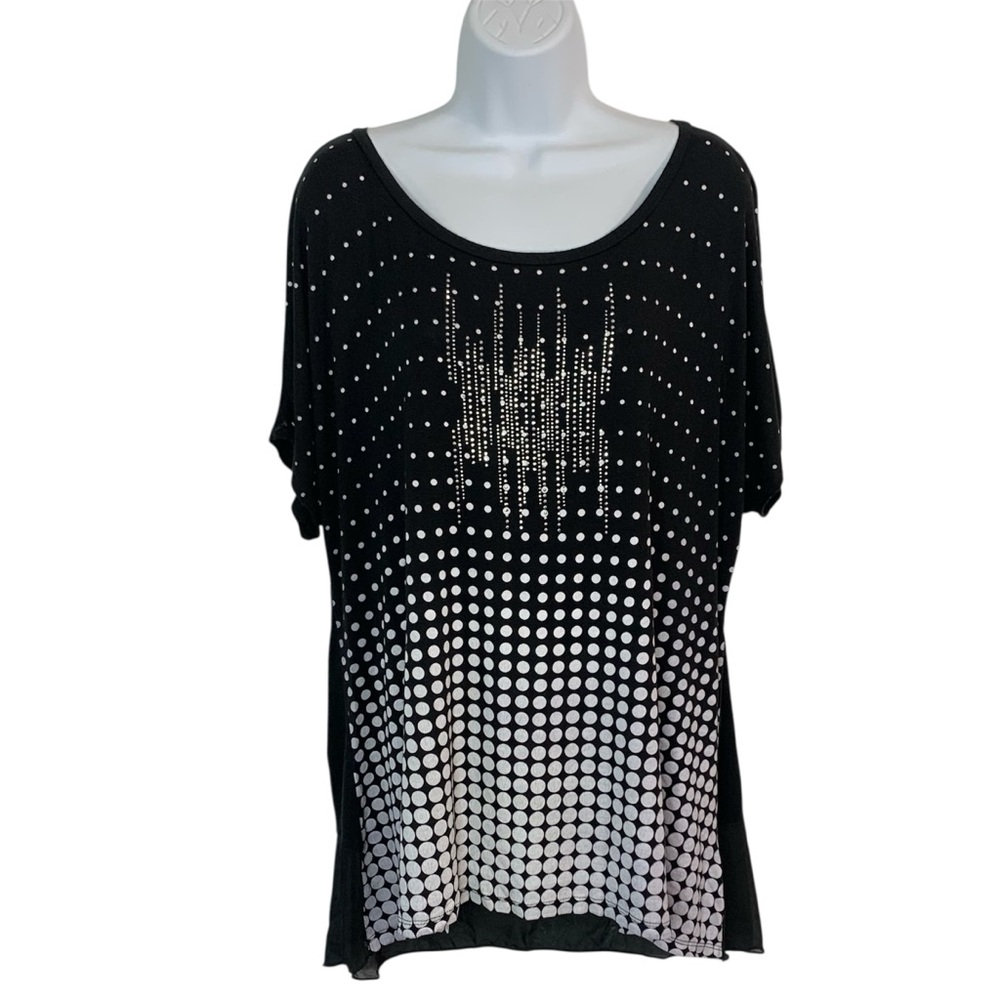 B.L.E.U. Studded Rhinestone Top Sz 1X